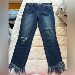 Jeans with flair detail from free people in dark wash